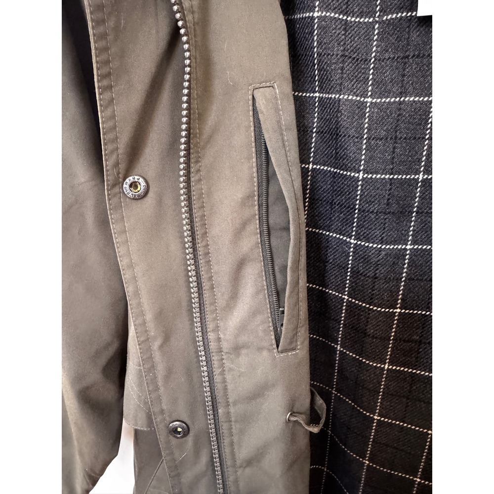 LL Bean Womens Petite Small Long Hooded Rain Trench Coat Olive Green OHJ63 - Picture 16 of 16
